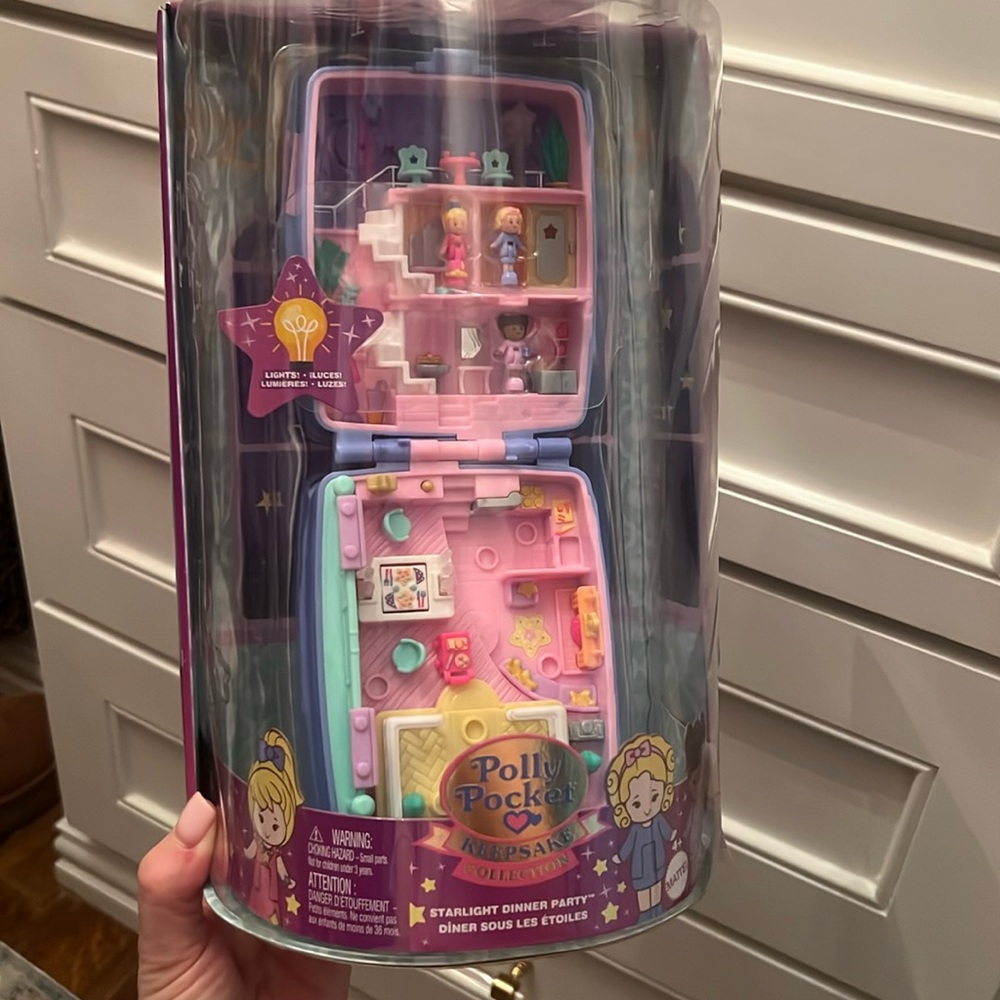NEW Polly Pocket Keepsake Collection Starlight Dinner Party Lights Accessories
